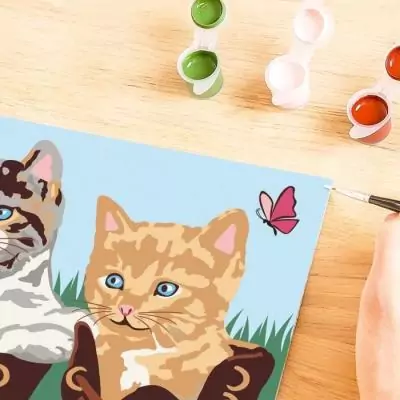 Peinture par Numéros pour Enfants: Chatons et Chaussures, 18x24cm Peinture par Numéros pour Enfants: Chatons et Chaussures, 18x24cm