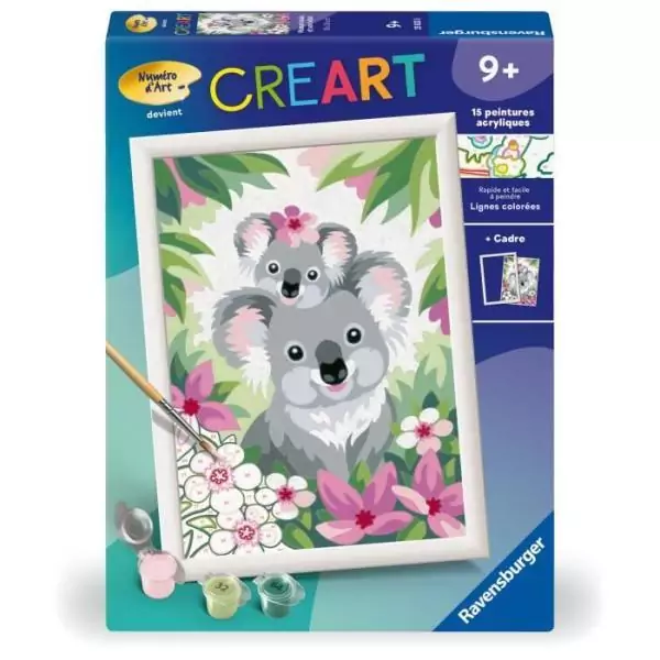 CreArt Kids 18x24cm Maman koala et son bébé, Kit de peinture par numéros Numéro d'Art, Des 9 ans, 25833, Ravensburger
