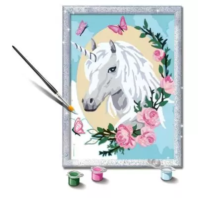 Peinture par numéros Ravensburger : Licorne fleurie pour enfants de 9 ans Peinture par numéros Ravensburger : Licorne fleurie pour enfants de 9 ans
