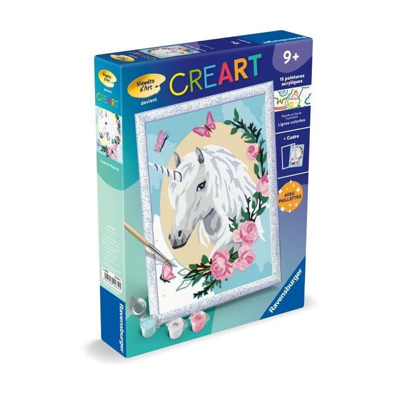 Peinture par numéros Ravensburger : Licorne fleurie pour enfants de 9 ans