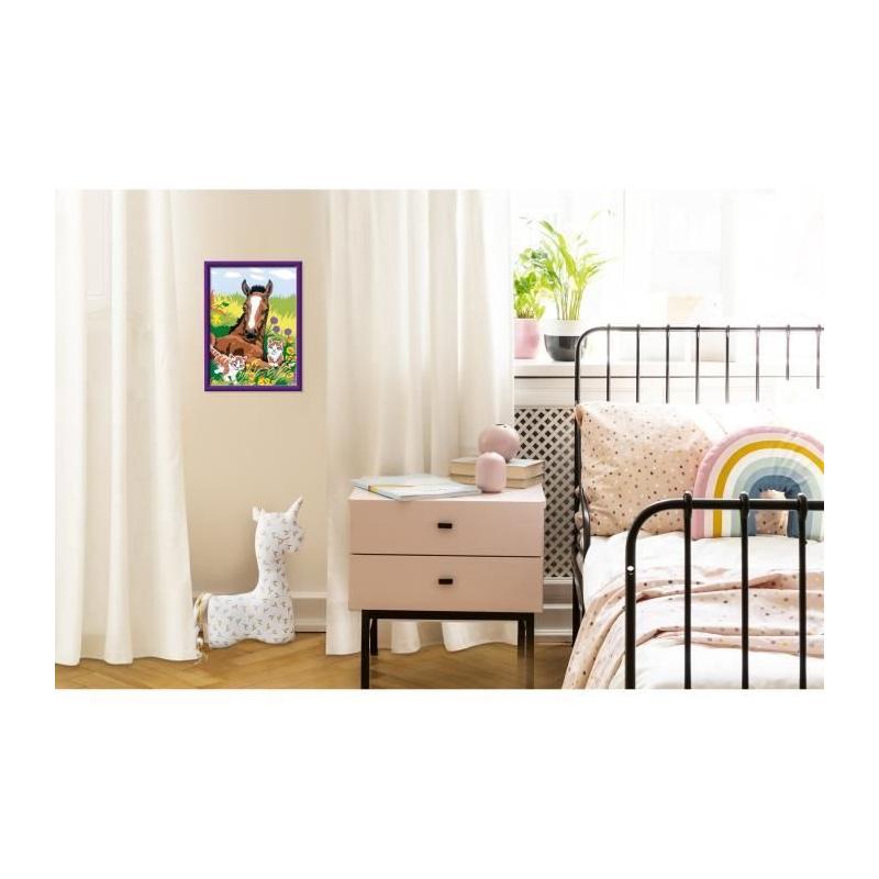 Kit de peinture par numéros pour enfants: Cheval et chatons, 18x24cm