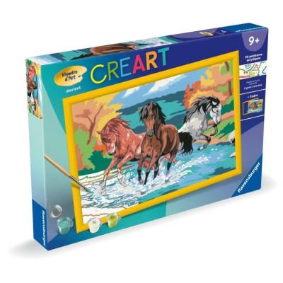 Kit de peinture par numéros pour enfants - Horde de chevaux 