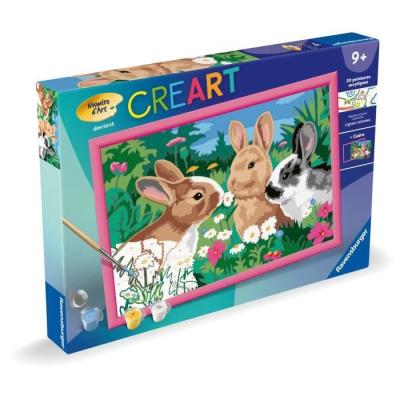 Kit de peinture par numéros Lapins dans le pré pour enfants de 9 ans