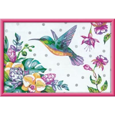 Kit de peinture par numéros Ravensburger pour enfants - Colibri et fleurs exotiques