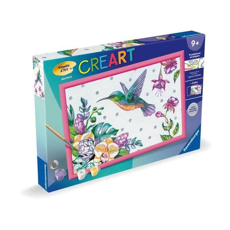 Kit de peinture par numéros Ravensburger pour enfants - Colibri et fleurs exotiques