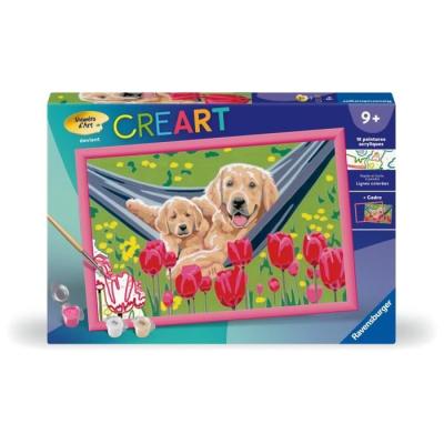 Kit de peinture par numéros Ravensburger - Labrador et tulipes 