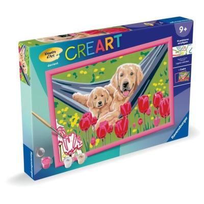 Kit de peinture par numéros Ravensburger - Labrador et tulipes 