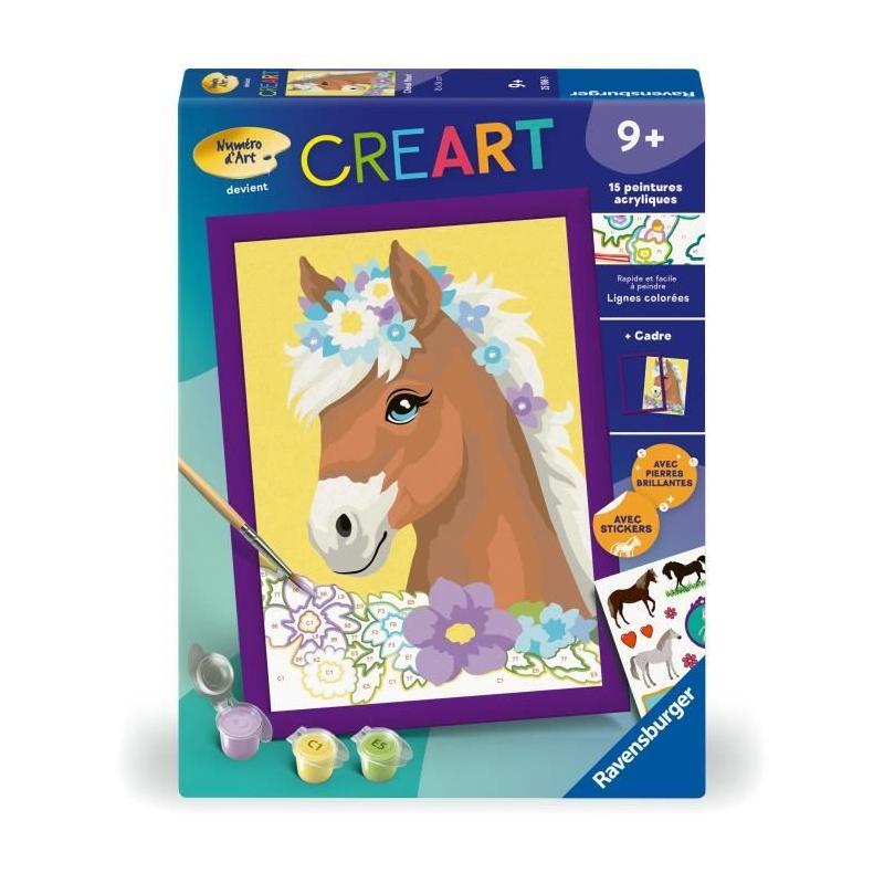 Kit de peinture par numéros Ravensburger - Cheval fleuri pour les enfants de 7 ans et plus