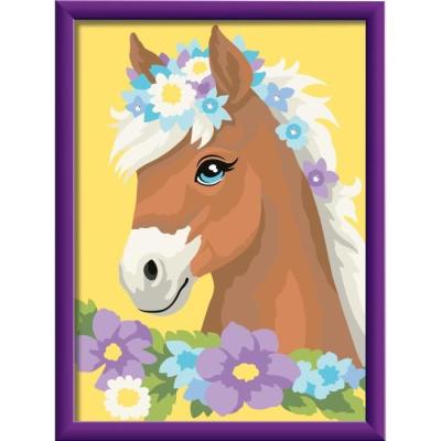 Kit de peinture par numéros Ravensburger - Cheval fleuri pour les enfants de 7 ans et plus