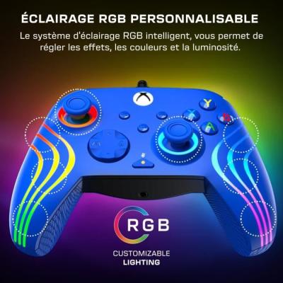Manette de jeu - Xbox Series X|S, Xbox One et PC - Afterglow Wave - RGB - Filaire - Bleu - TURTLE BEACH