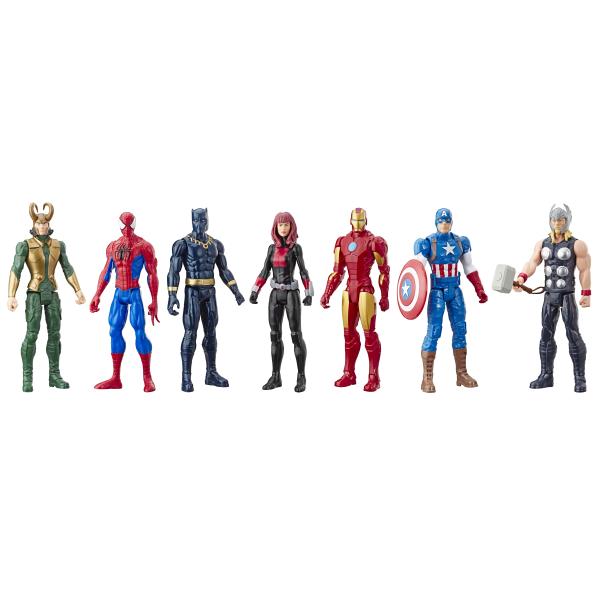 Maxi Pack Avengers 7 figurines de 30 cm, 5 accessoires, Marvel Avengers Titan Hero Series