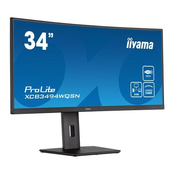 Ecran PC Incurvé - IIYAMA XCB3494WQSN-B5 - 34 UWQHD - Dalle VA - 0.4 ms - 120Hz - HDMI / DisplayPort / USB / KVM / Docking USB-