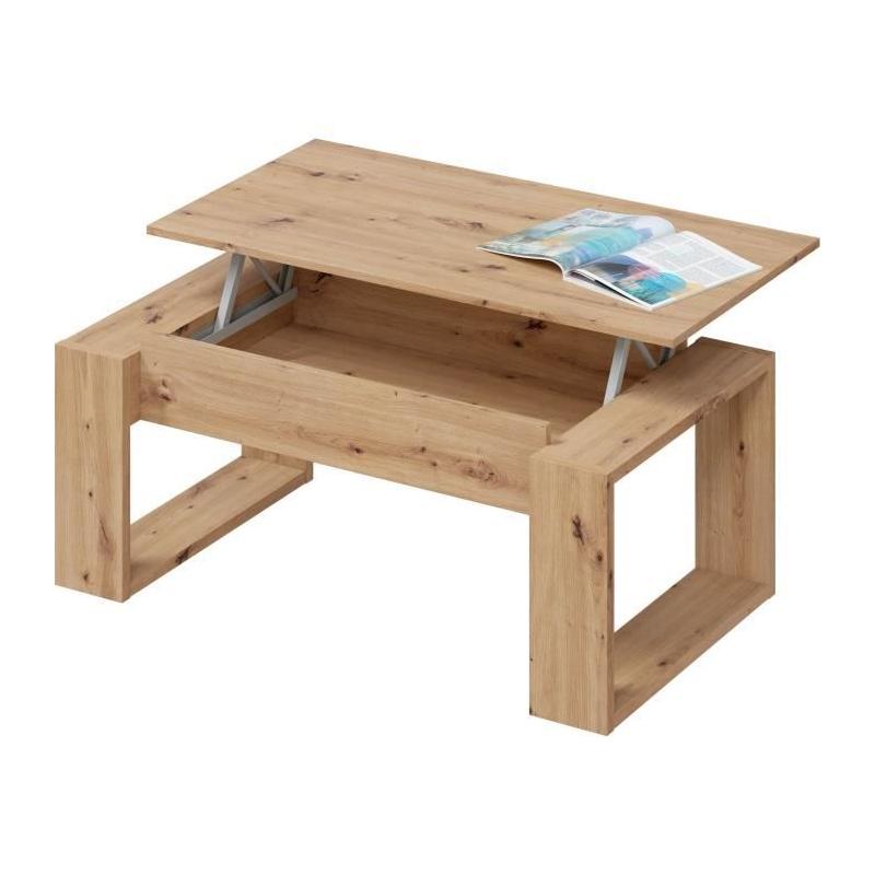 Table basse relevable Baltik en chêne - Rectangulaire 105 x 55 x 45 cm