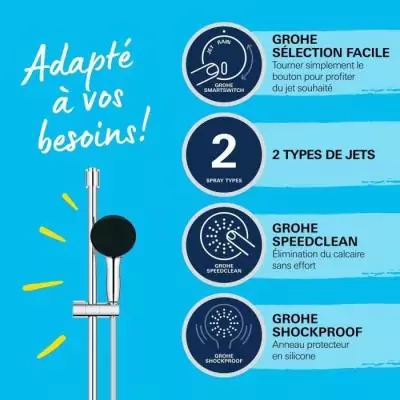 Ensemble de douche GROHE Vitalio Start 110 - Économie d'eau et design chromé