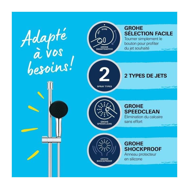 Ensemble de douche GROHE Vitalio Start 110 - Économie d'eau et design chromé