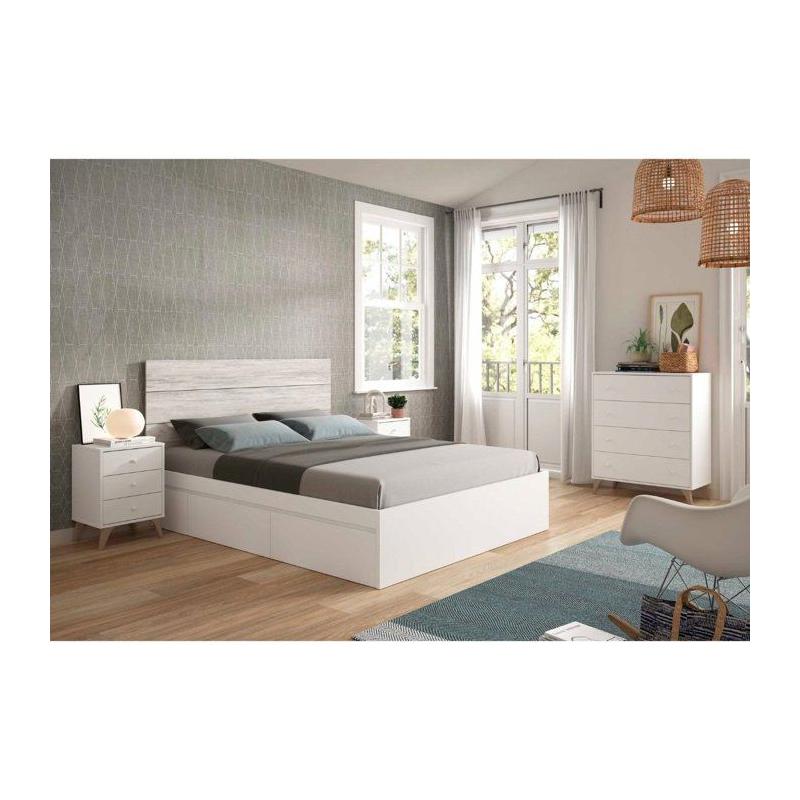 Commode Blanc - Style Doux - 4 Tiroirs - 95 x 77.5 x 40 cm