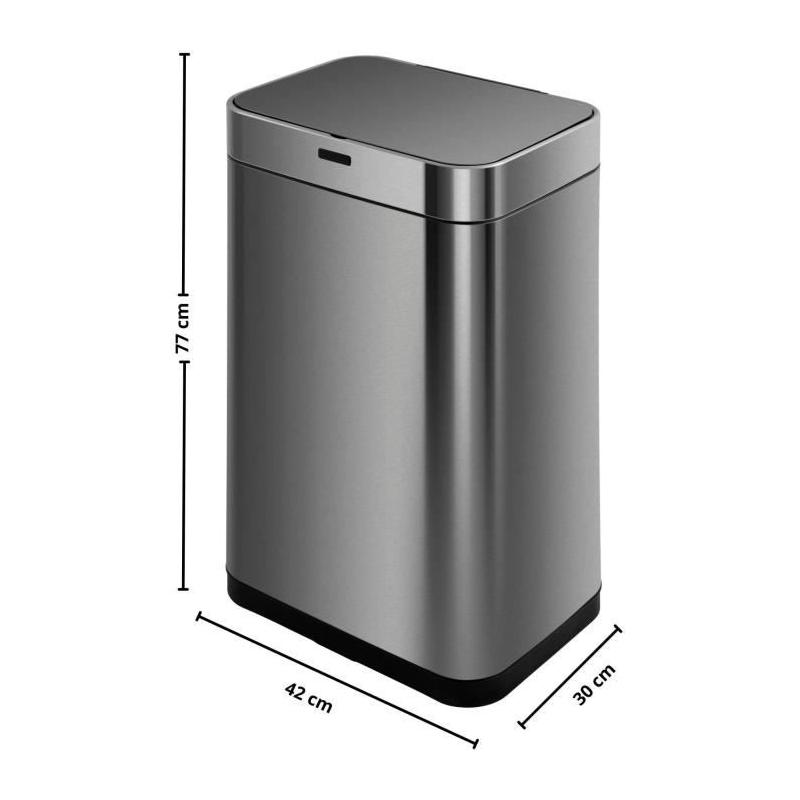 Poubelle de cuisine automatique design - 60L - Inox avec cerclage
