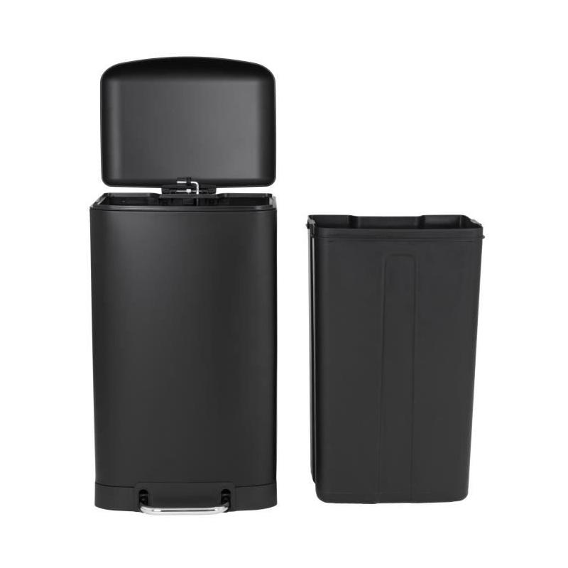 Poubelle de cuisine à pédale - 40L Noir mat - GREENWICH
