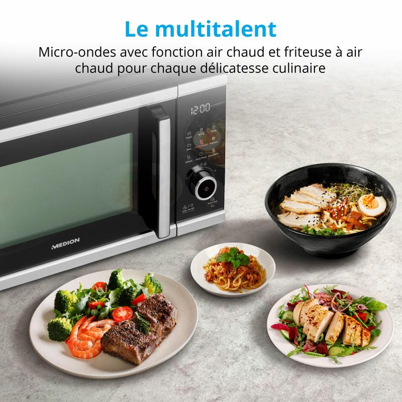 MEDION MD 11499 Noir, Acier inoxydable Micro-onde combiné Comptoir 25 L 900 W