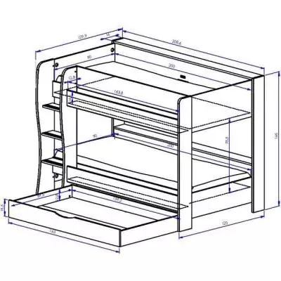 Lits superposés avec tiroir Roomy - Blanc / Chêne naturel