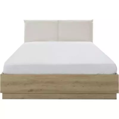 Lit coffre tete textile TIDY 160x200cm Chene/Ecru-GAMI