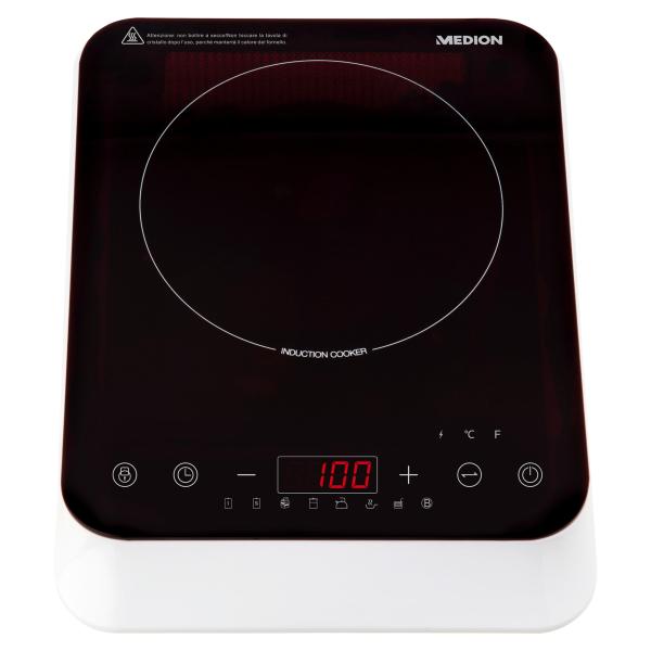 Plaque de cuisson posable - MEDION – Induction - 1 foyer – 2000W - Noir/Blanc