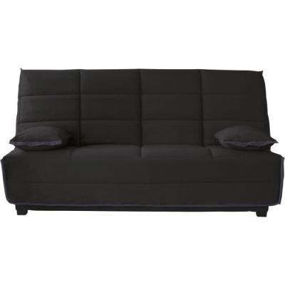 Clic-clac EMYLIA 2/3 places - Matelas DUNLOPILLO 13 cm - Tissu Noir