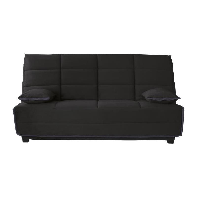 Clic-clac EMYLIA 2/3 places - Matelas DUNLOPILLO 13 cm - Tissu Noir