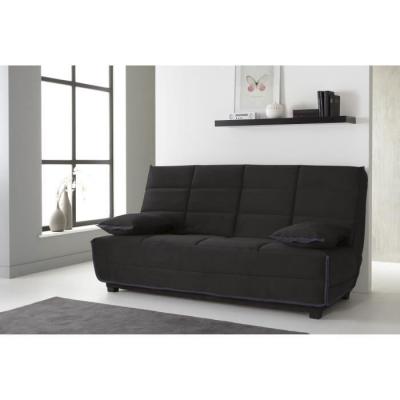 Clic-clac EMYLIA 2/3 places - Matelas DUNLOPILLO 13 cm - Tissu Noir