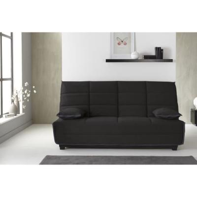 Clic-clac EMYLIA 2/3 places - Matelas DUNLOPILLO 13 cm - Tissu Noir