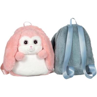 Sac à dos en peluche Lapin rose et blanc 30 cm - GIPSY TOYS
