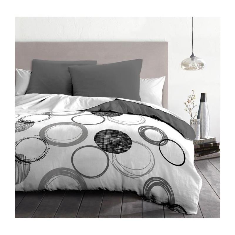 Parure de couette microfibre Audace - Gris clair - HOME LINGE