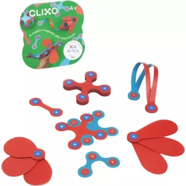 Itsy CLIXO - Flamingo/Turquoise - GIPSY TOYS - Jeu de Construction Magnétique - Jouet Educatif et Créatif - 18 pcs - Des 4 ans