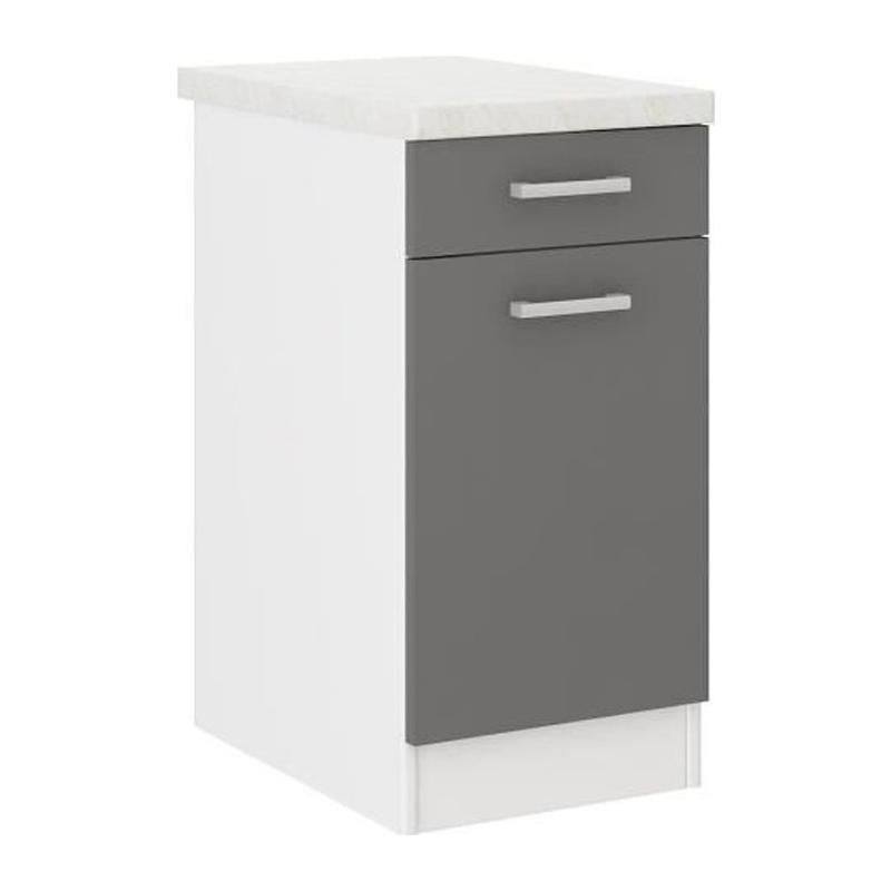 ULTRA Meuble bas cuisine 40 cm avec plan de travail - Gris