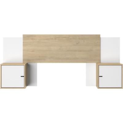 Tete de lit extensible ALIX - Châtaignier naturel / Blanc