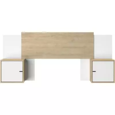 Tete de lit extensible ALIX - Châtaignier naturel / Blanc Tete de lit extensible ALIX - Châtaignier naturel / Blanc