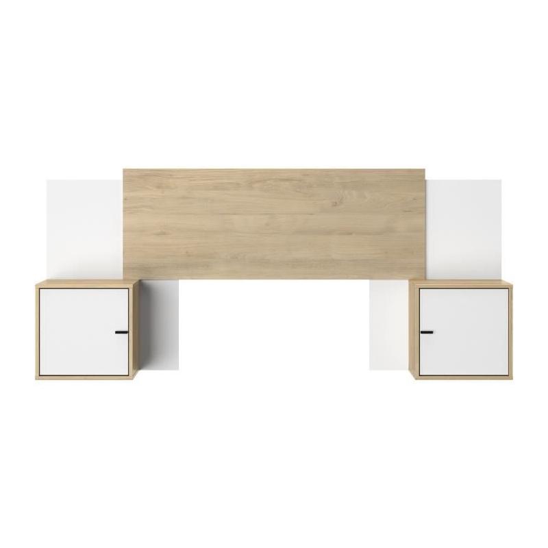 Tete de lit extensible ALIX - Châtaignier naturel / Blanc