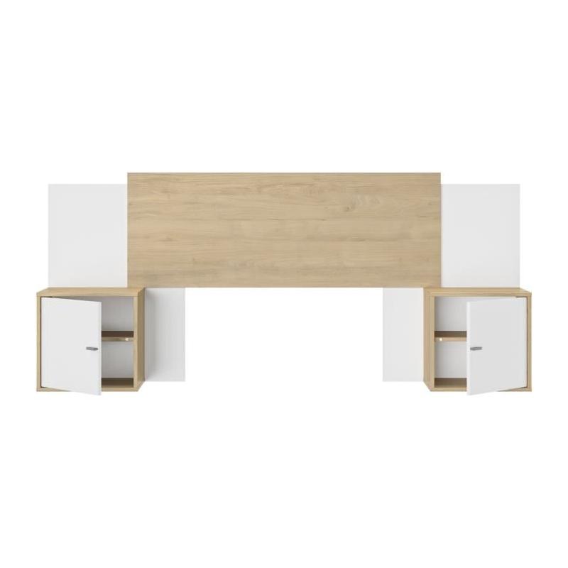 Tete de lit extensible ALIX - Châtaignier naturel / Blanc