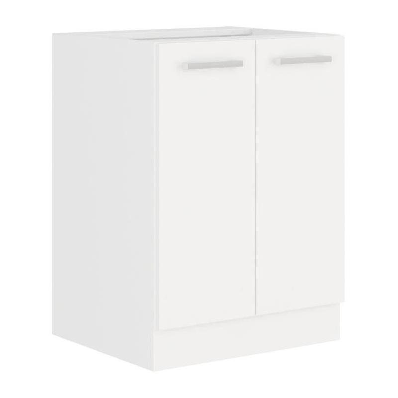 Meuble bas 2 portes blanc 60x52x82 cm - Plan de travail non inclus