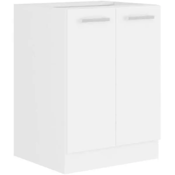 ATLAS Meuble bas 2 portes - Décor blanc - L60 x P52 x H82 cm - Plan de travail non inclus