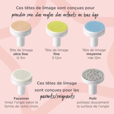 Lime à ongles électrique Tommee Tippee: coupe-ongles LED - 6 têtes - Bébé et adulte