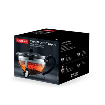 Théière Bodum Chambord 1 L - Élégance en verre et acier inoxydable