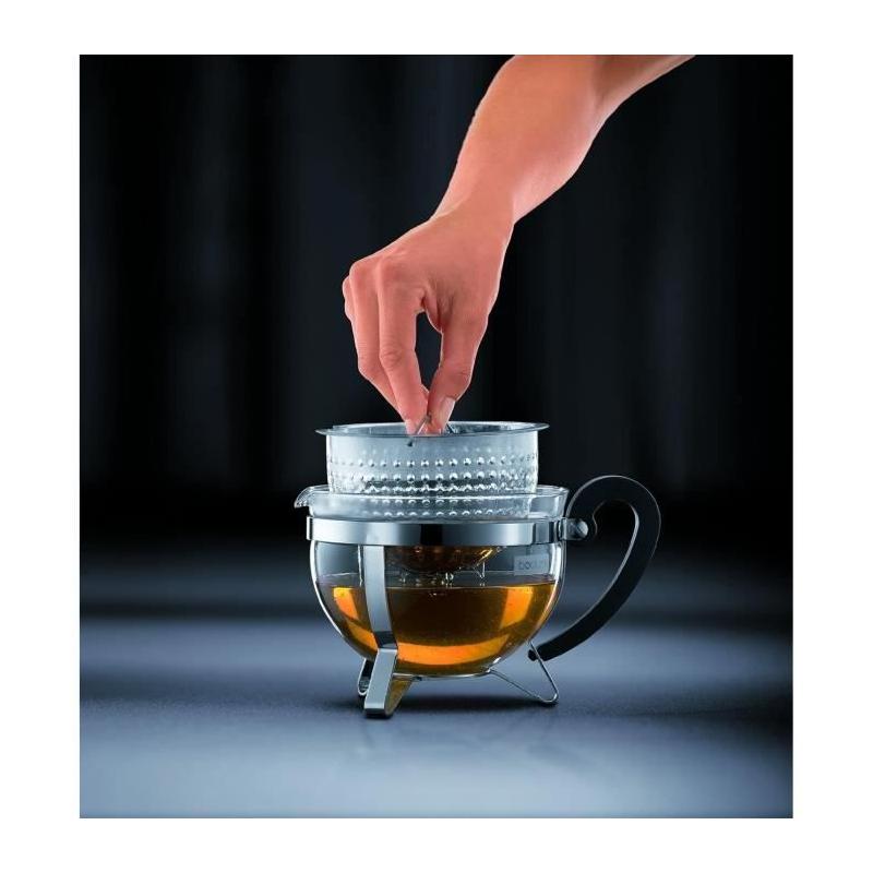 Théière Bodum Chambord 1 L - Élégance en verre et acier inoxydable