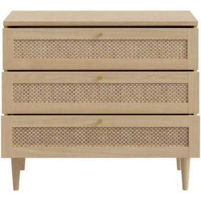 Commode pratique - CALASETTEA - 3 tiroirs - Chêne - 90,4 x 41,4 x 80 cm