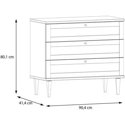 Commode pratique - CALASETTEA - 3 tiroirs - Chêne - 90,4 x 41,4 x 80 cm