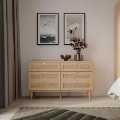 Commode 3 tiroirs CALASETTEA Chêne - 120,1 x 41,4 x 80 cm