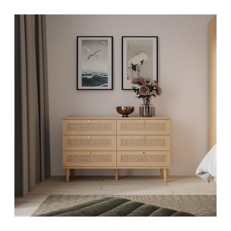 Commode 3 tiroirs CALASETTEA Chêne - 120,1 x 41,4 x 80 cm