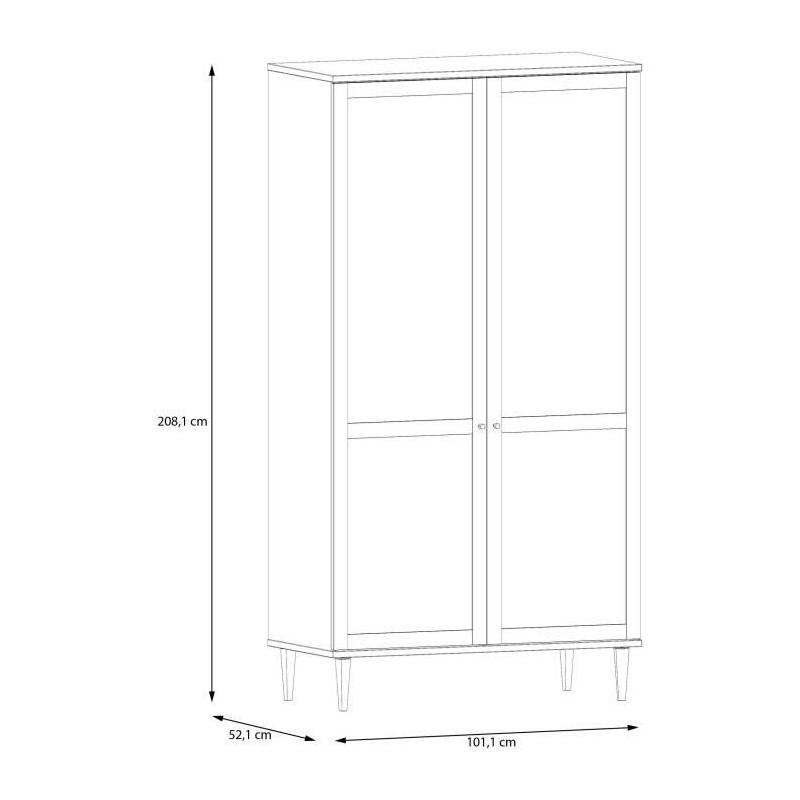 Armoire de chambre CALASETTEA - Style chêne - 2 portes battantes