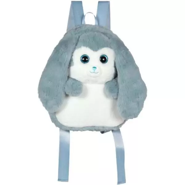Fluffy Bag - GIPSY TOYS - Sac a dos en peluche - Lapin bleu et blanc 30 cm