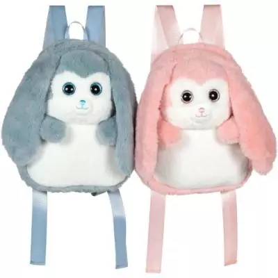 Sac à dos en peluche - Lapin bleu et blanc 30 cm Sac à dos en peluche - Lapin bleu et blanc 30 cm